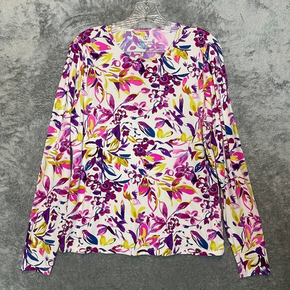 Lands' End Other - Lands End Women Floral Sun Shade UPF 50 Long Sleeve Relaxed Rash Guard Top M